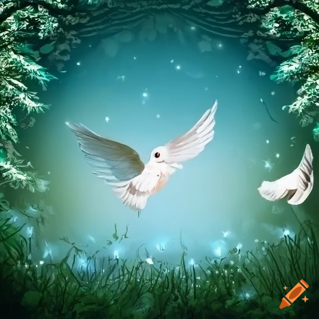 White dove in a forest on Craiyon