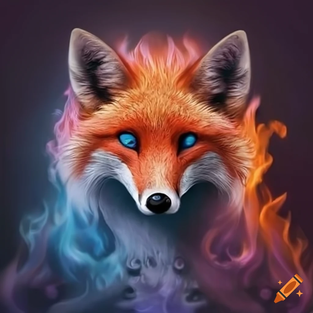 mystical-fox-made-of-fire-and-water