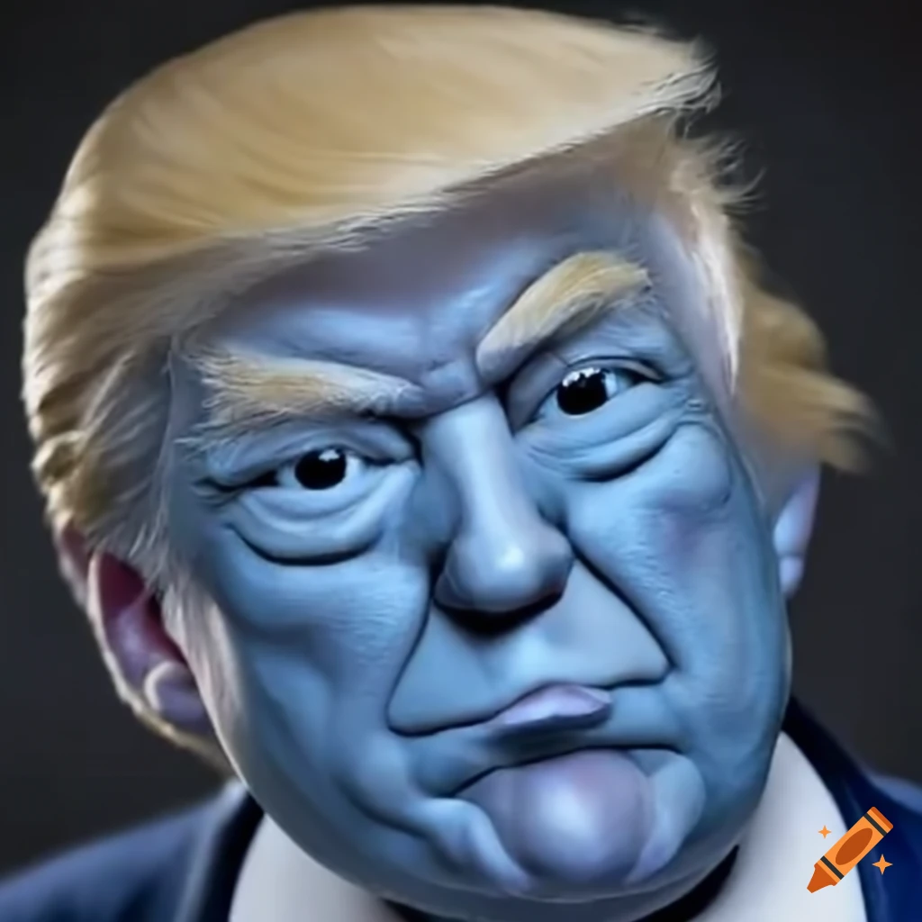 caricature of Donald Trump as a Smurf