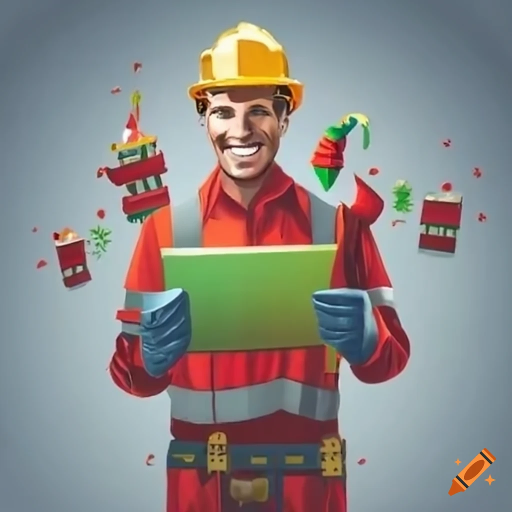 construction worker celebrating Christmas