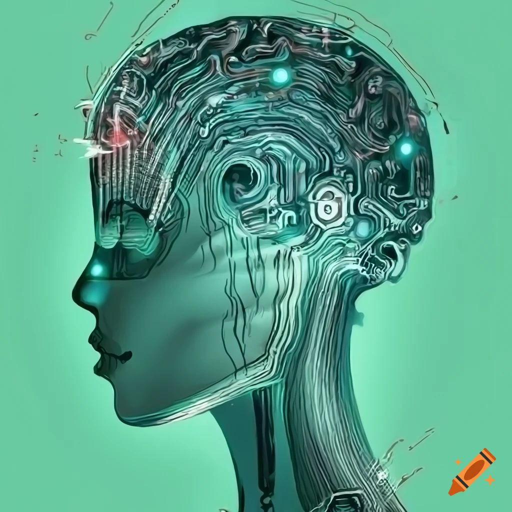 Digital art of an artificial brain with computer circuits on Craiyon