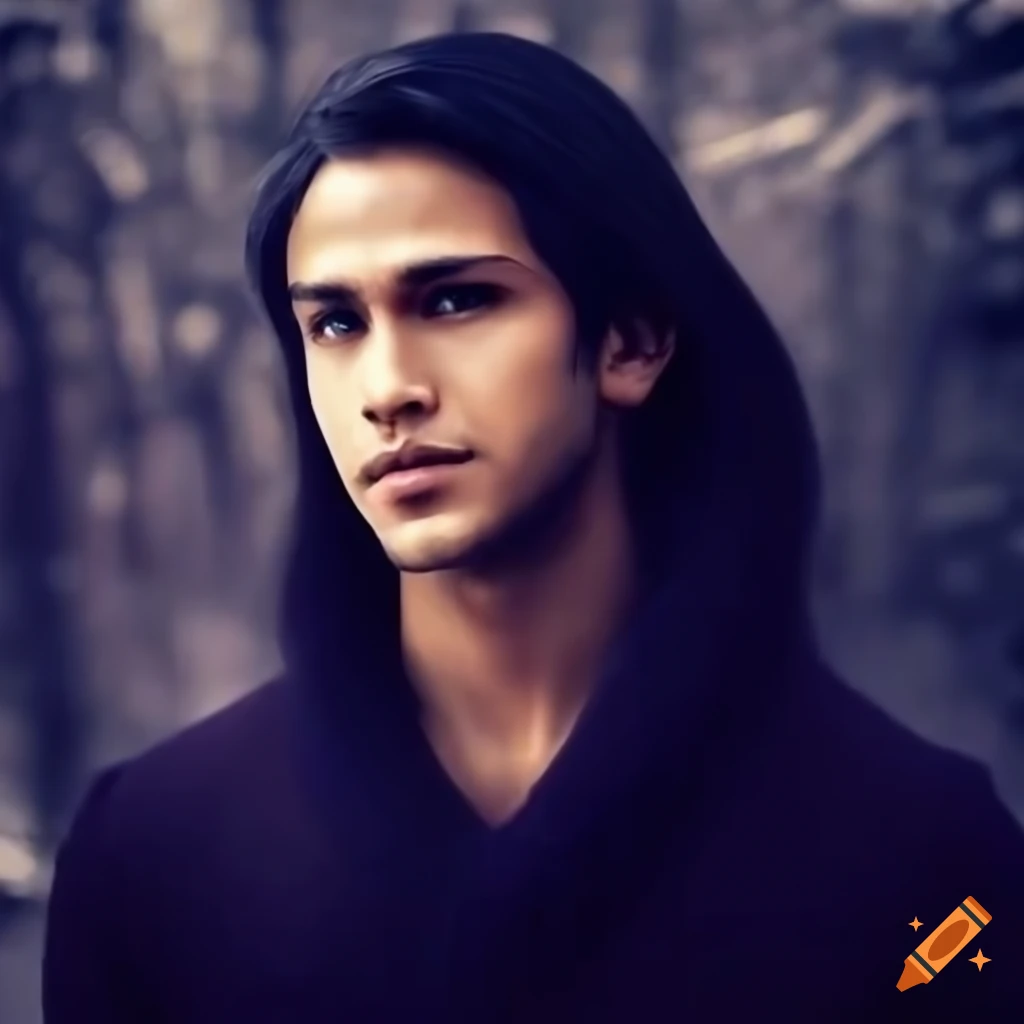stylish portrait of a biracial French man in winter woods