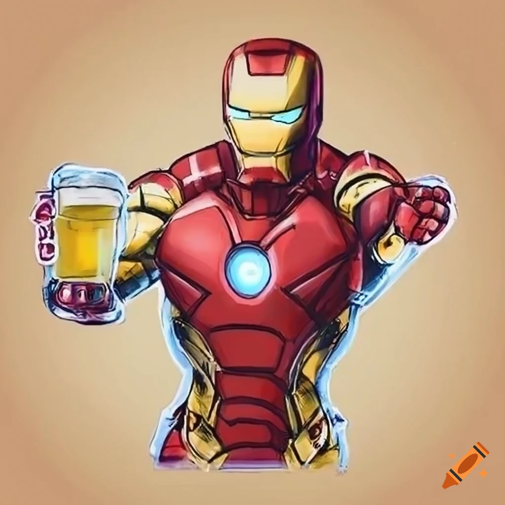 illustration of Ironman enjoying a drink