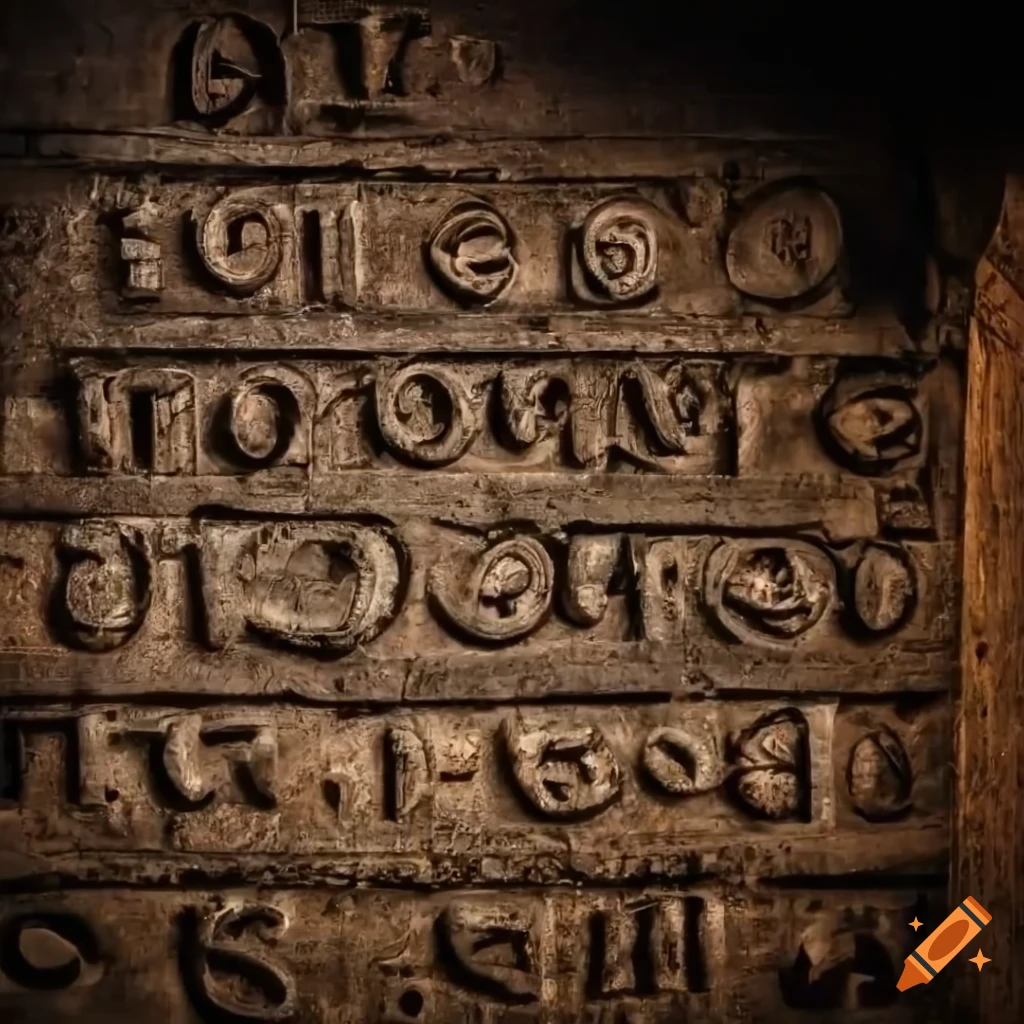 dramatic photo of latin letters on an old papyrus