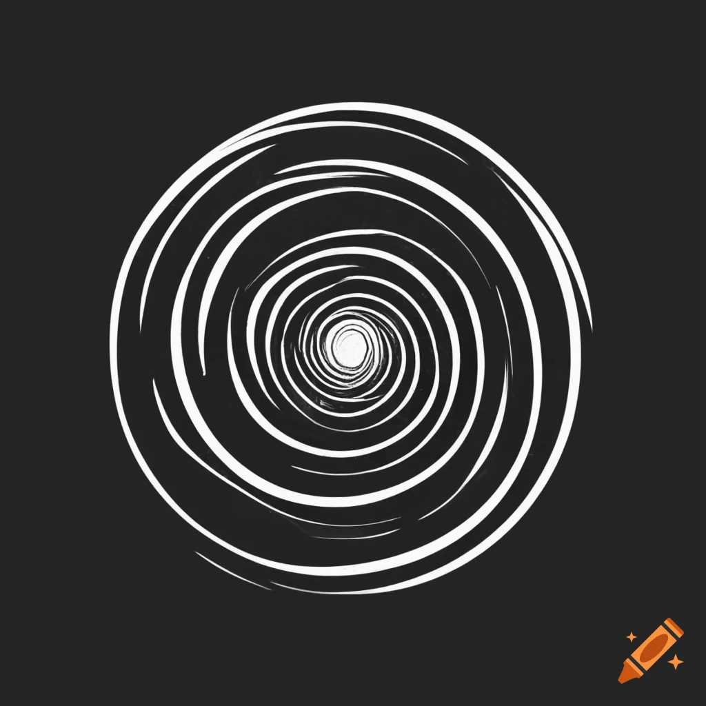 Black and white spiral logo design