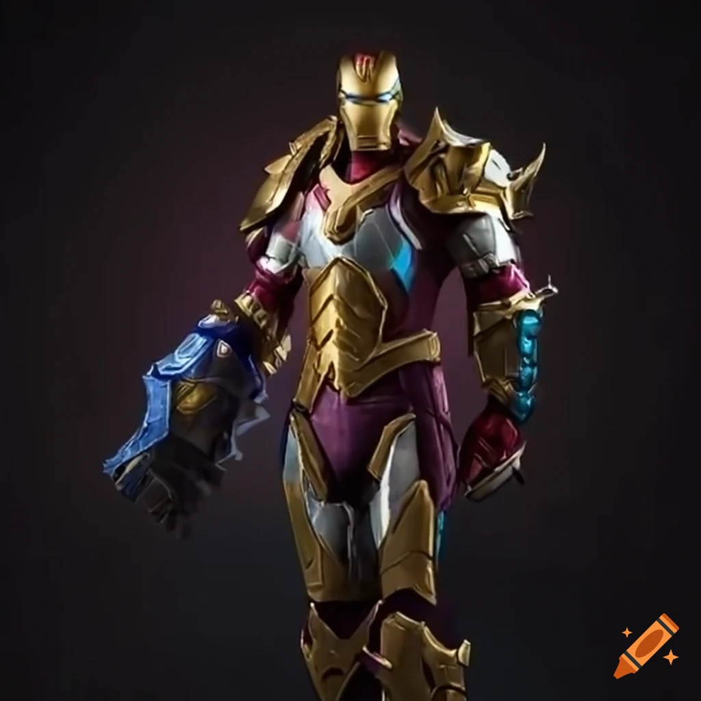 cross-over artwork of a paladin and Iron Man