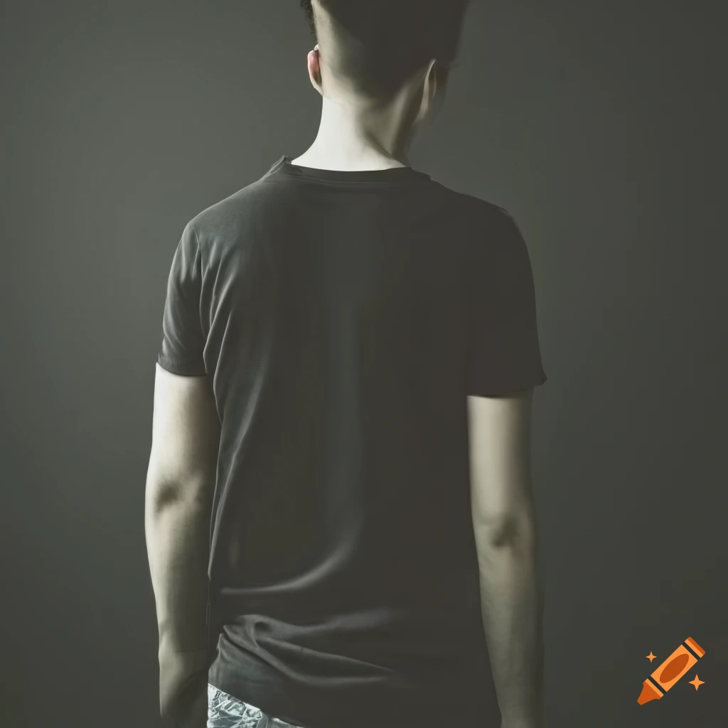 young man standing with a black t-shirt