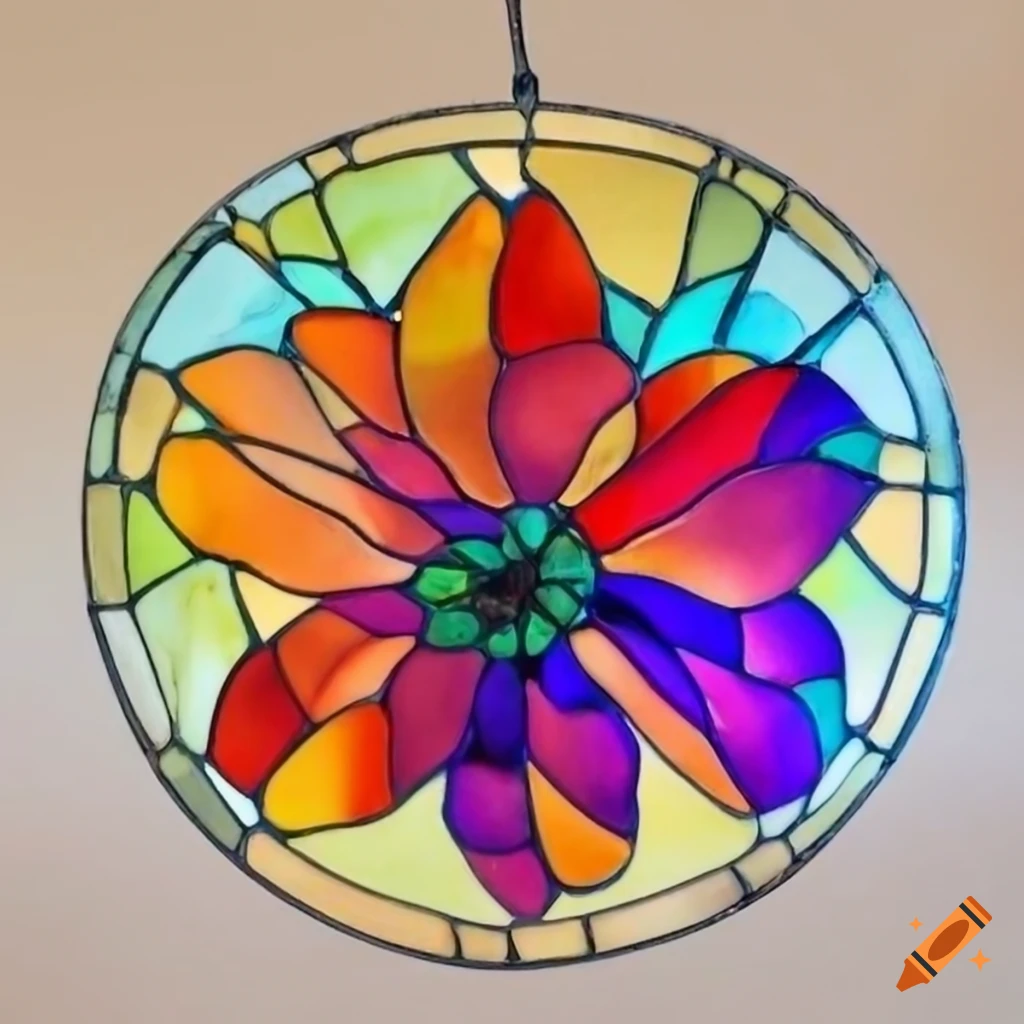 Stained Glass Artwork Of A Flower
