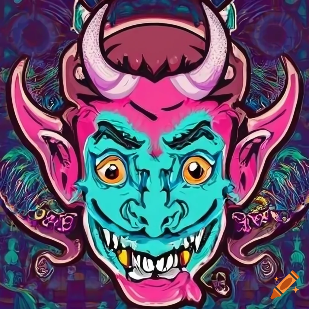 Colorful devil character with exaggerated features on Craiyon