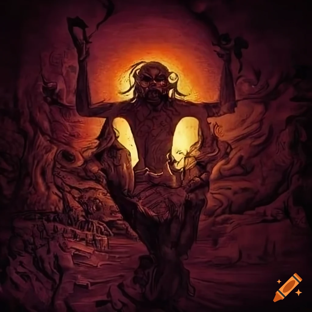 Artwork of a warpstorm with alchemy and the hanged man on Craiyon