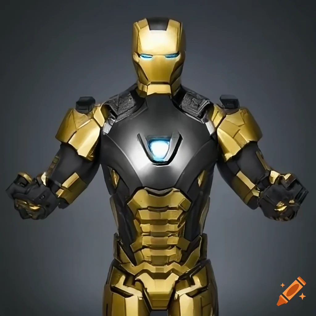 Iron Man in black and gold prototype armor