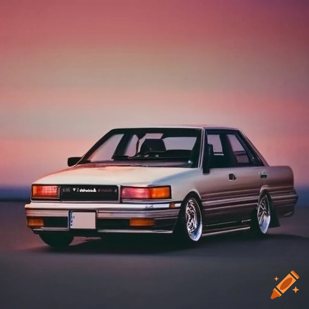 1980s style photograph of a lowered vintage Toyota Camry