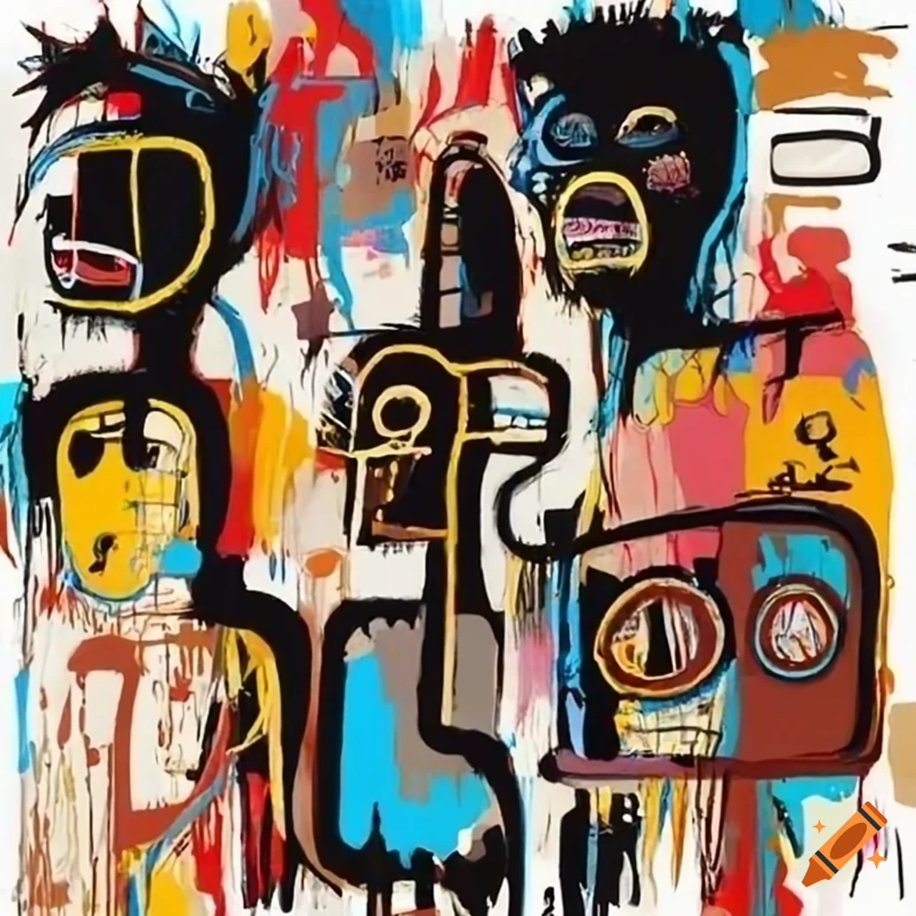 Basquiat symbols painting with various elements