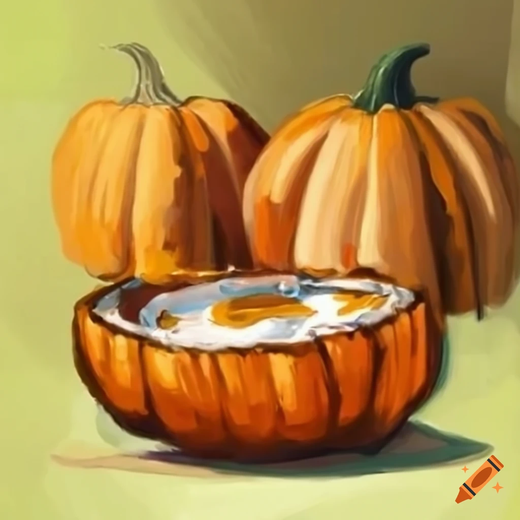 Drawing of a pumpkin coconut ginger soup