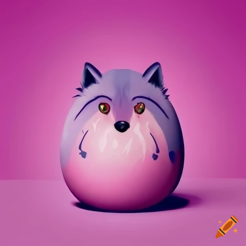 pink background with an egg-shaped wolf