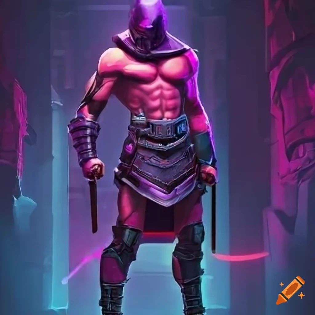 neon cyberpunk gladiator