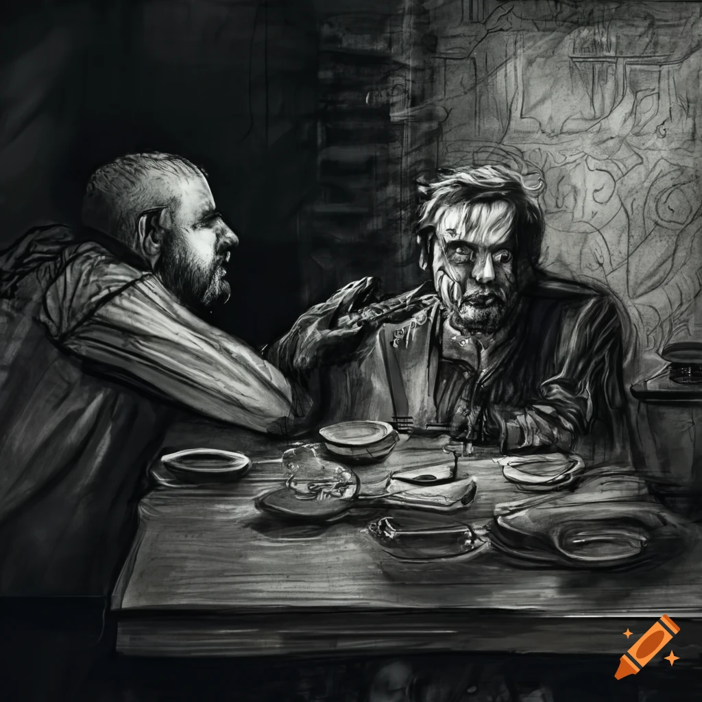 men talking in a seedy biker bar