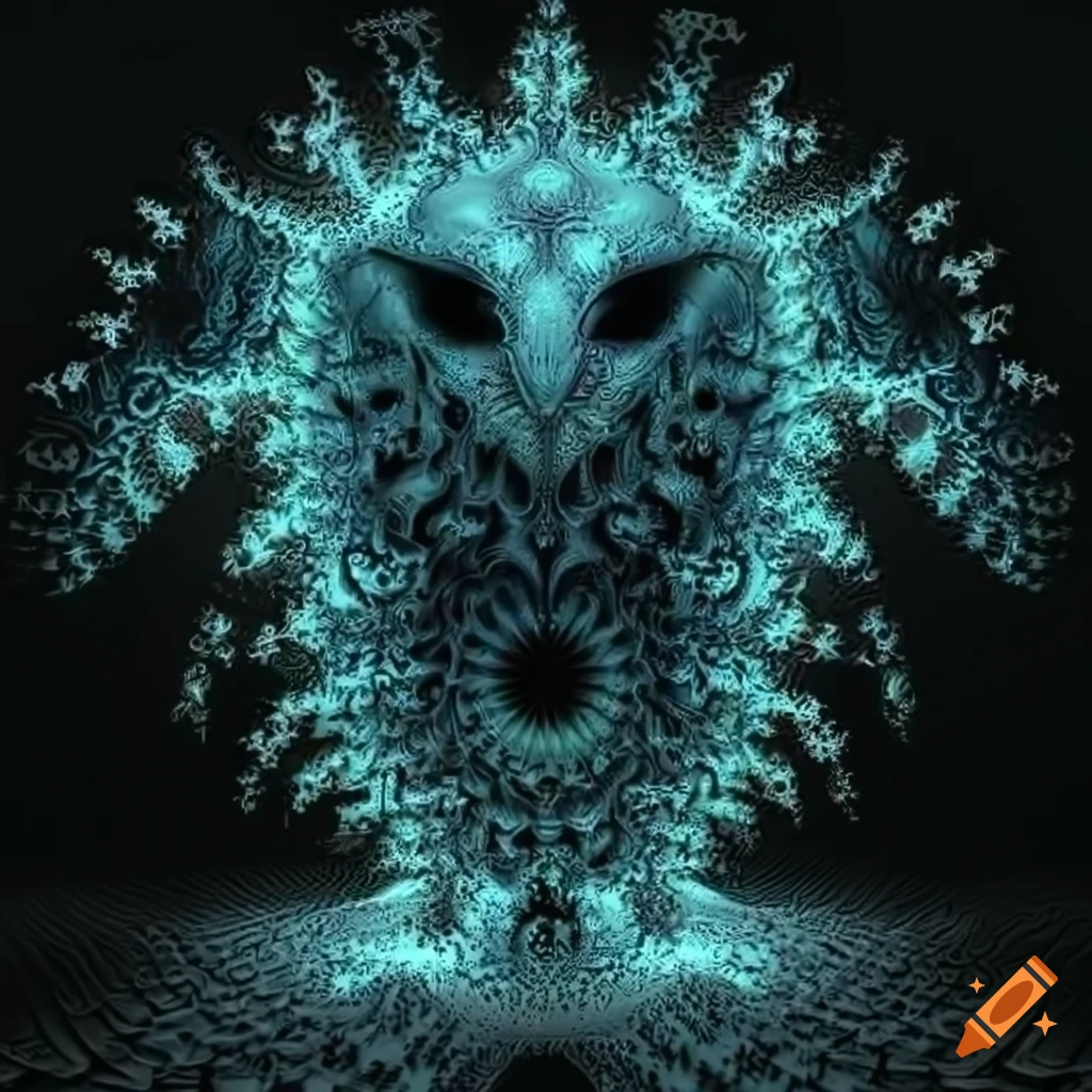 fractal art of an owl alien in 3D