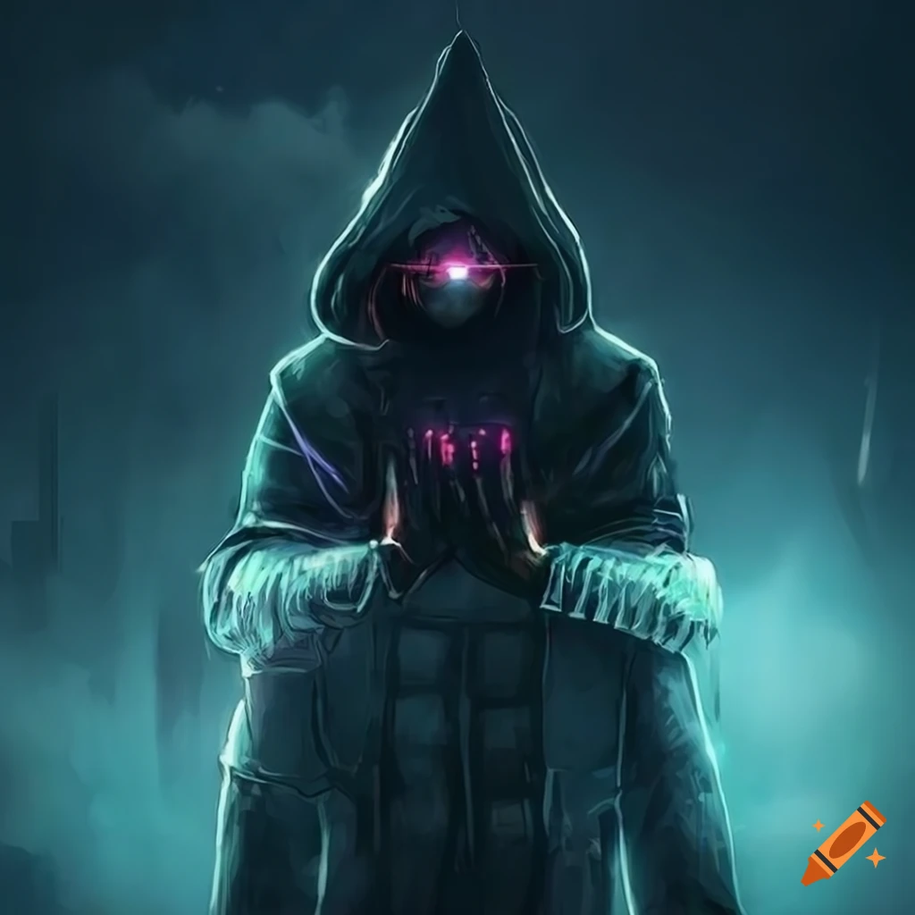 Man in hoodie sitting in a dark room on Craiyon