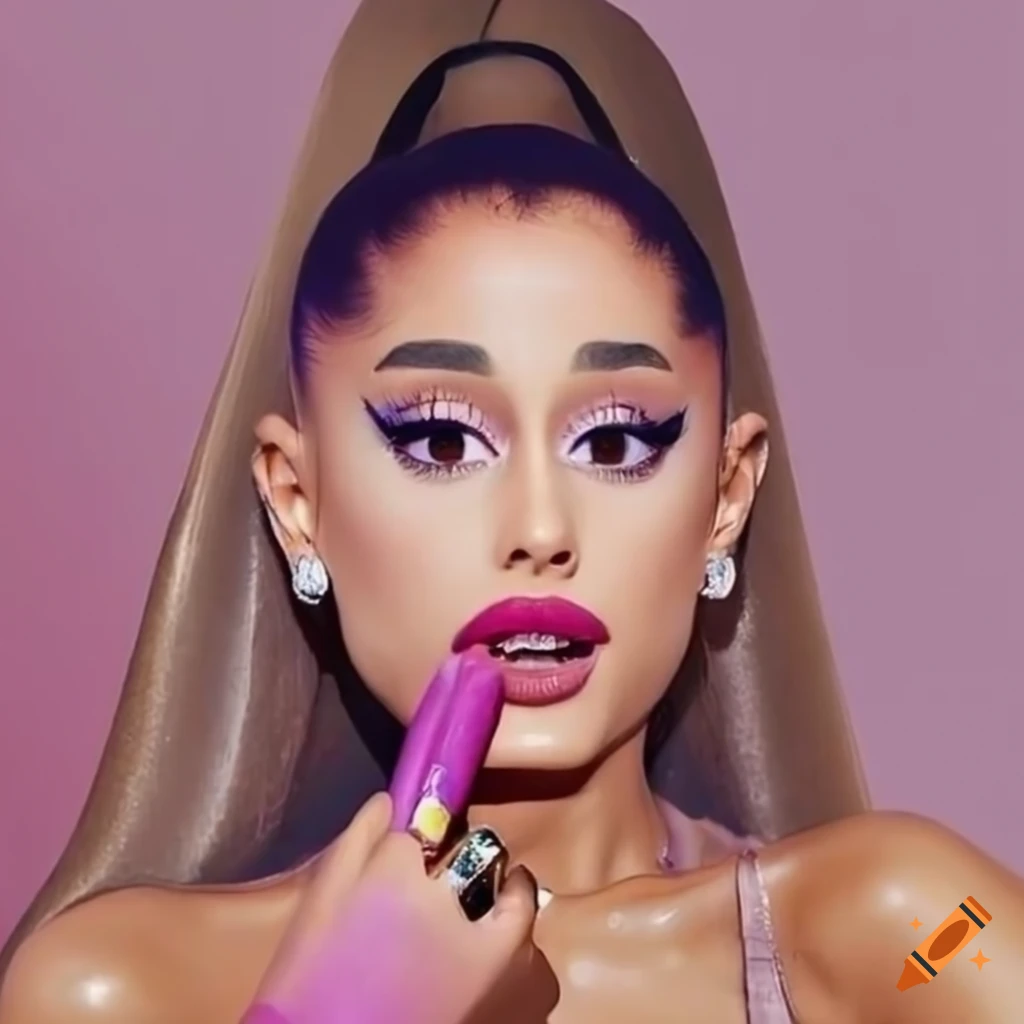 Ariana grande with full lips and makeup on Craiyon