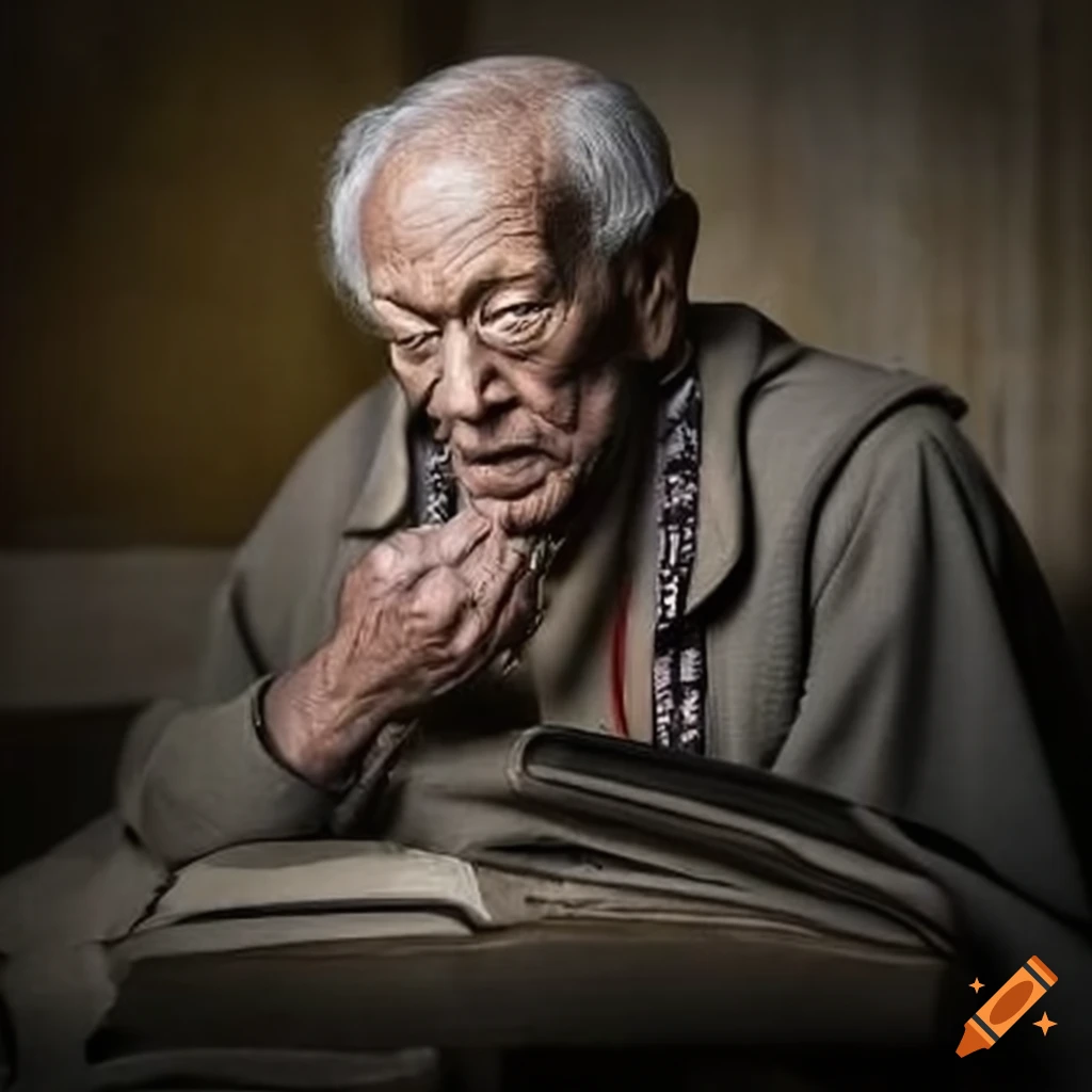 portrait of a wise man with an enigmatic smile