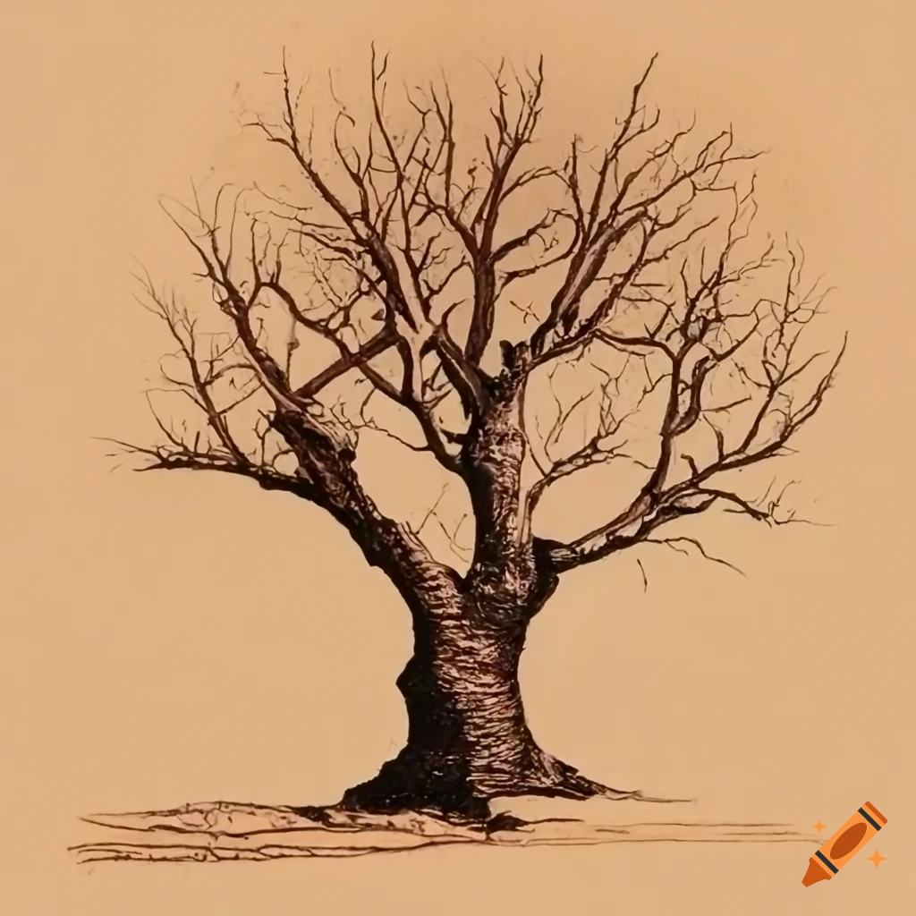 Scary dry dead tree with lifeless branches Vector Image