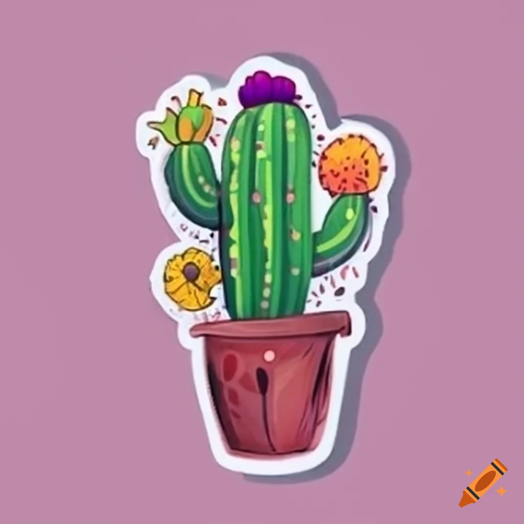 Sticker of a cactus on Craiyon