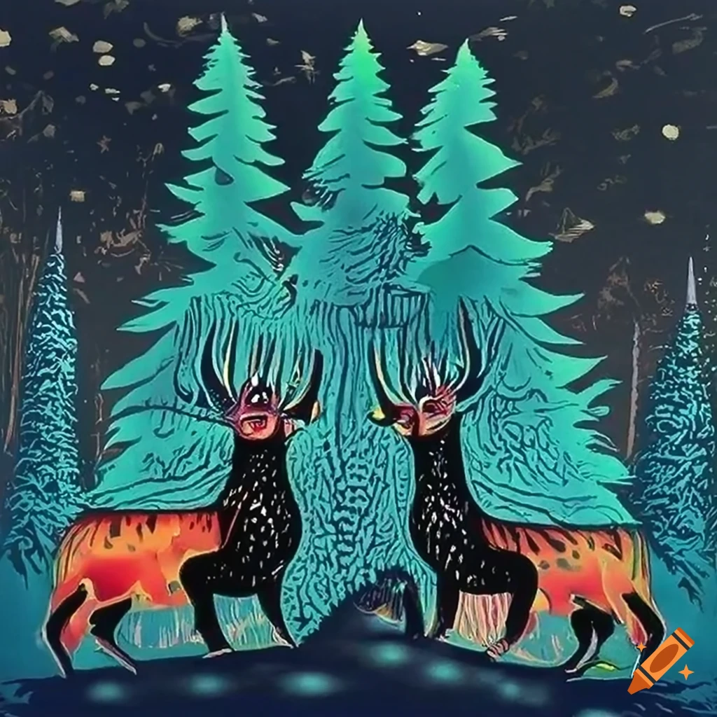 Native American and Russian fairytale inspired serigraph artwork