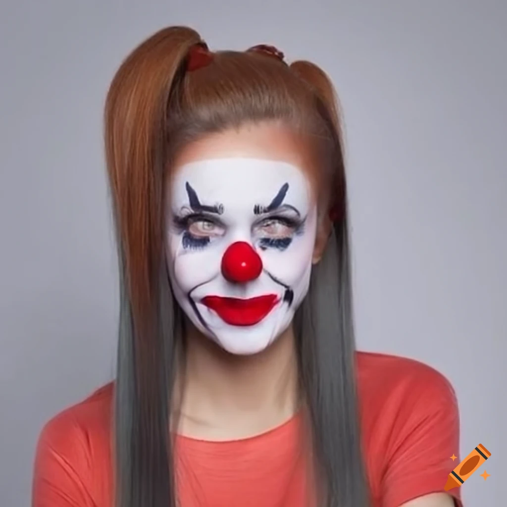 smiling super model with clown makeup