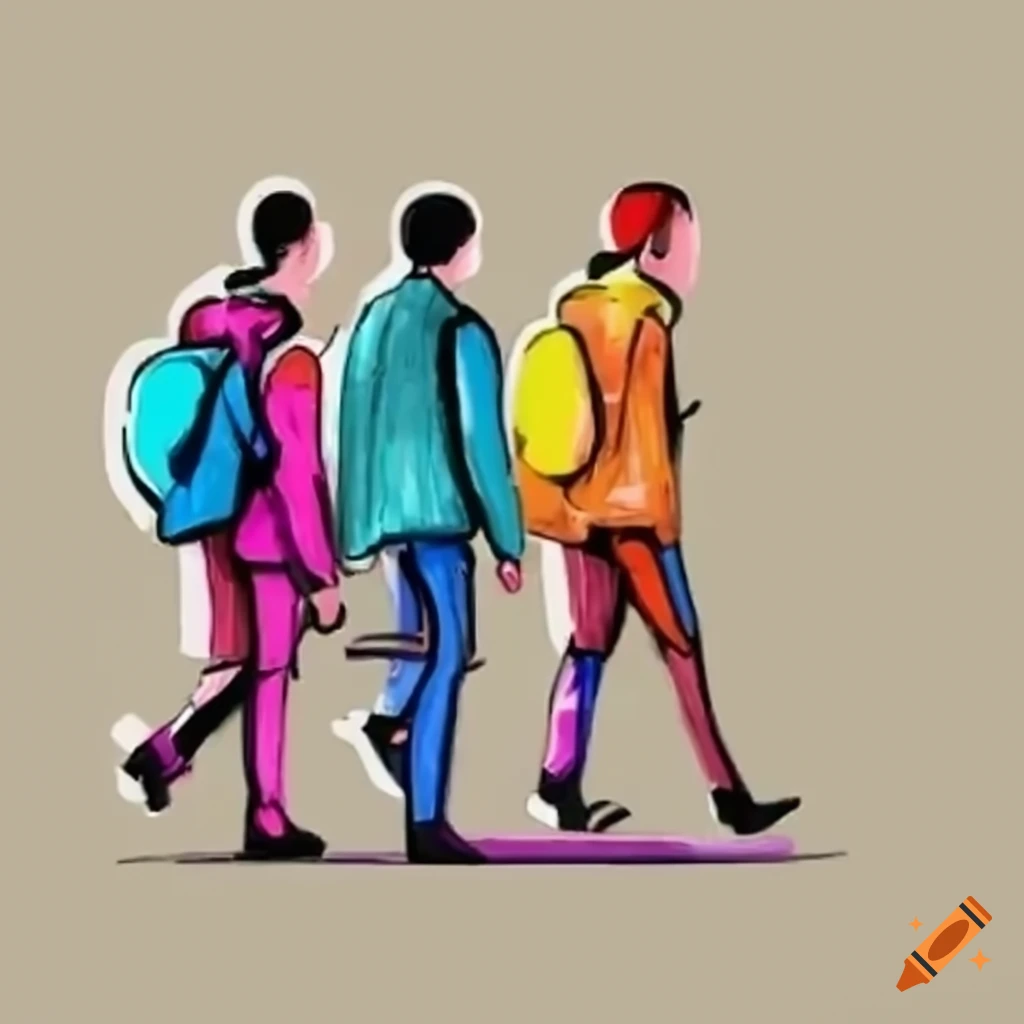 illustration of three men walking in a row