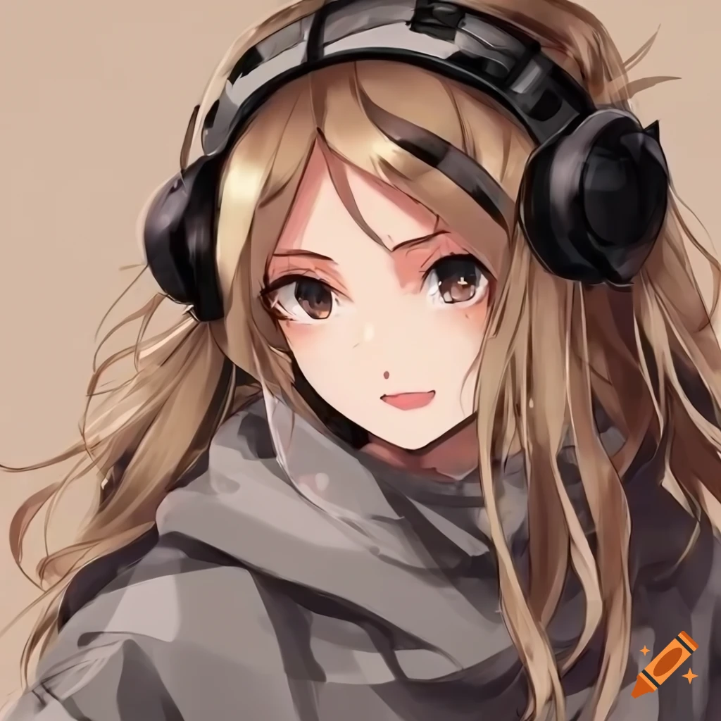 Anime girl with long blonde hair and brown eyes