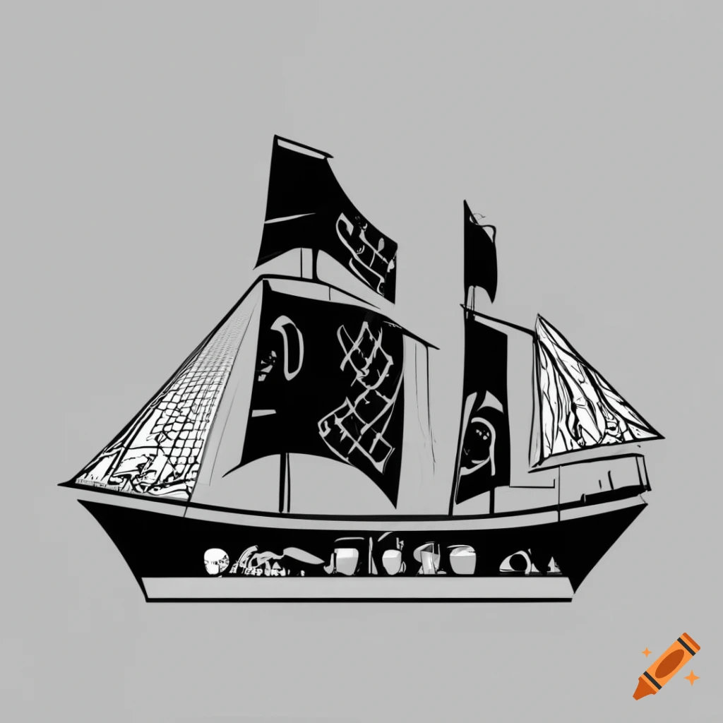 Side View Of A British Navy Ship With Floral Hawaiian Sail Design On 