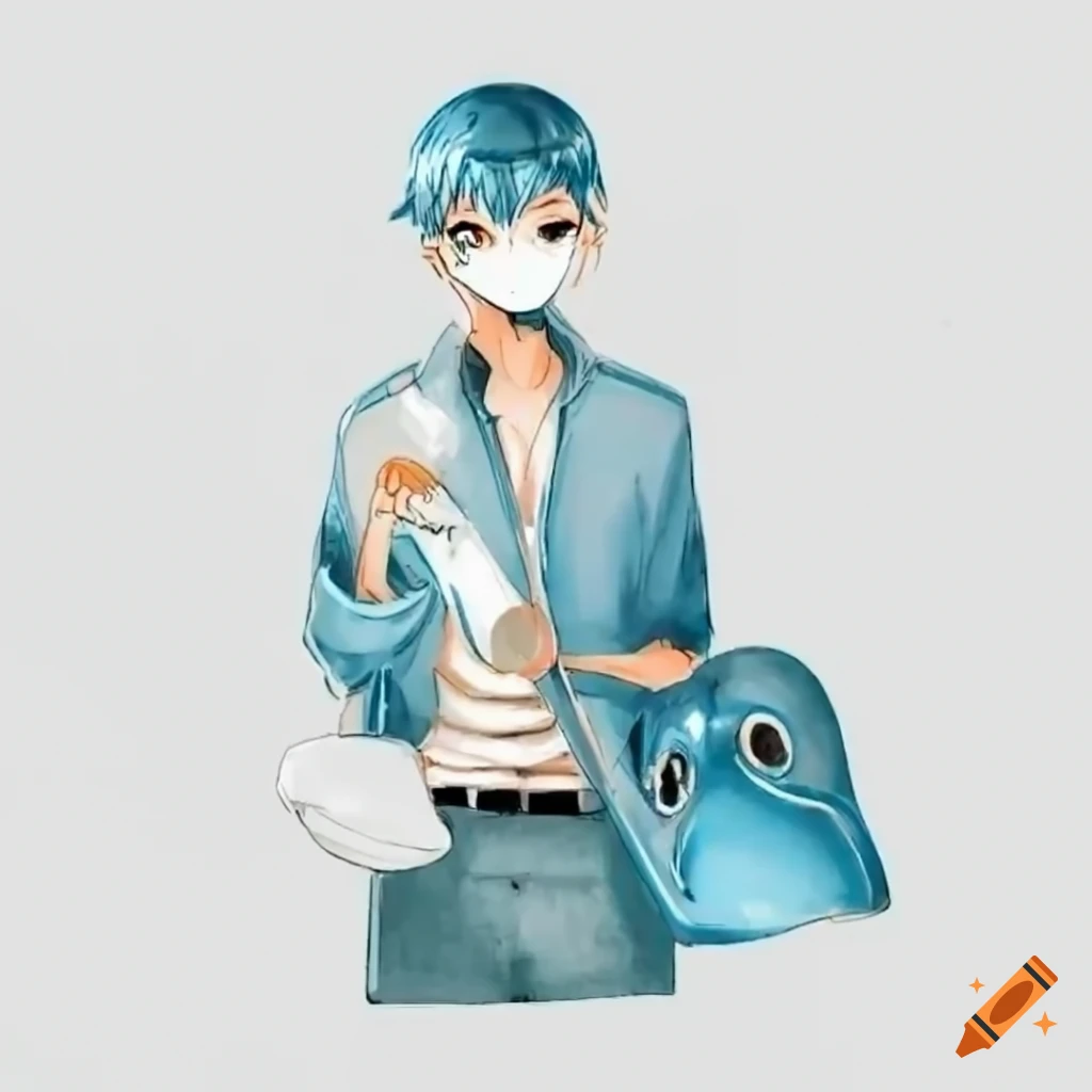 Anime boy with a porcelain mask and a spoon