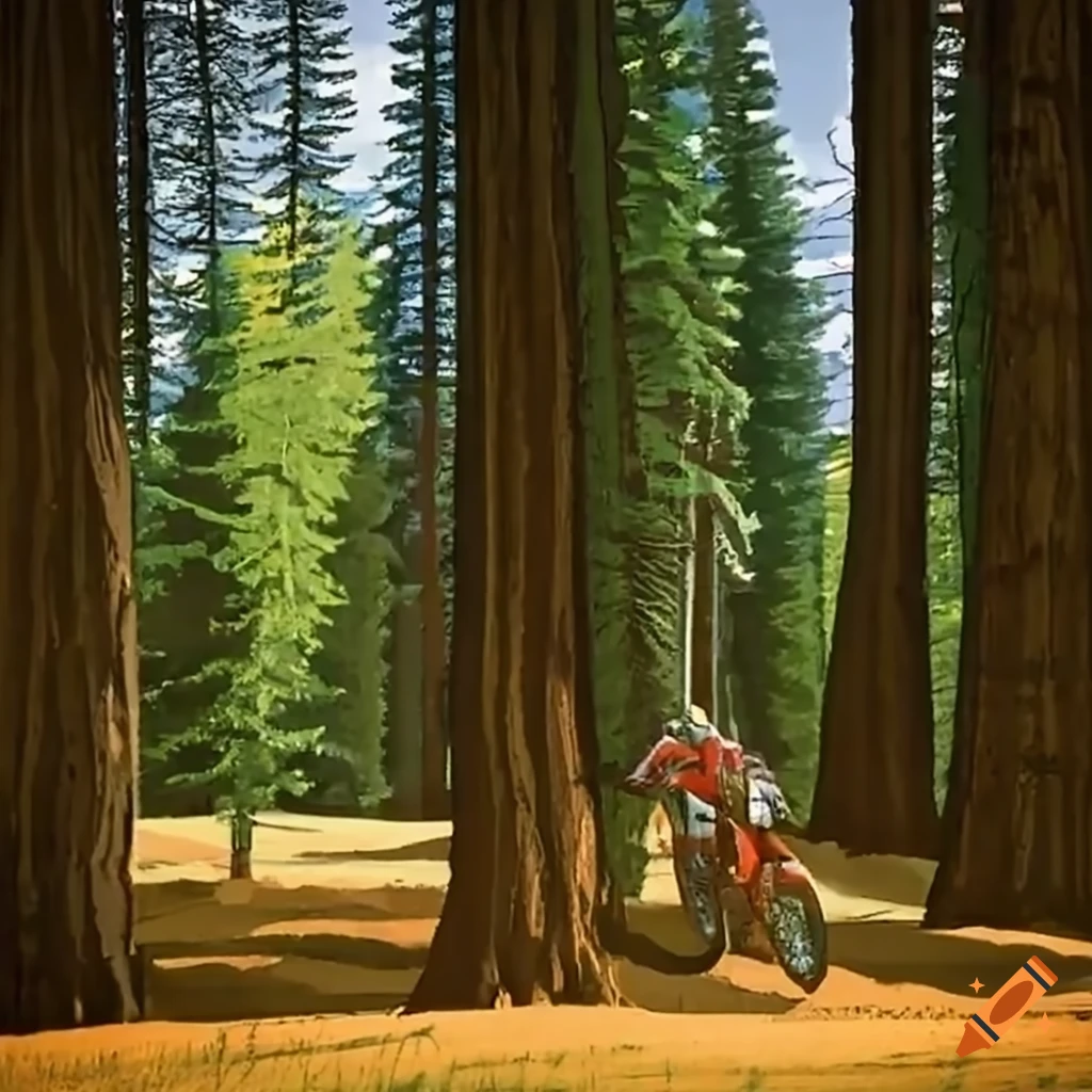 motocross bike in a forest with MCC logo