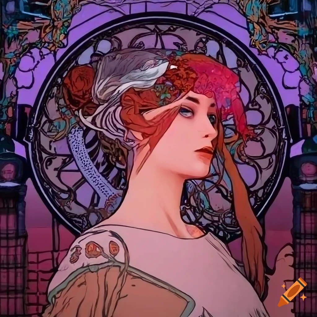 Vintage retro spacewoman in alphonse mucha style astronaut suit on Craiyon