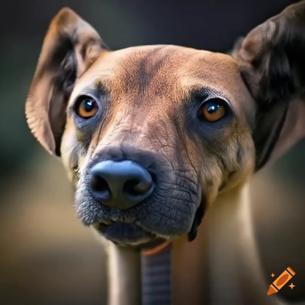 Dog with long neck and wide ears on Craiyon