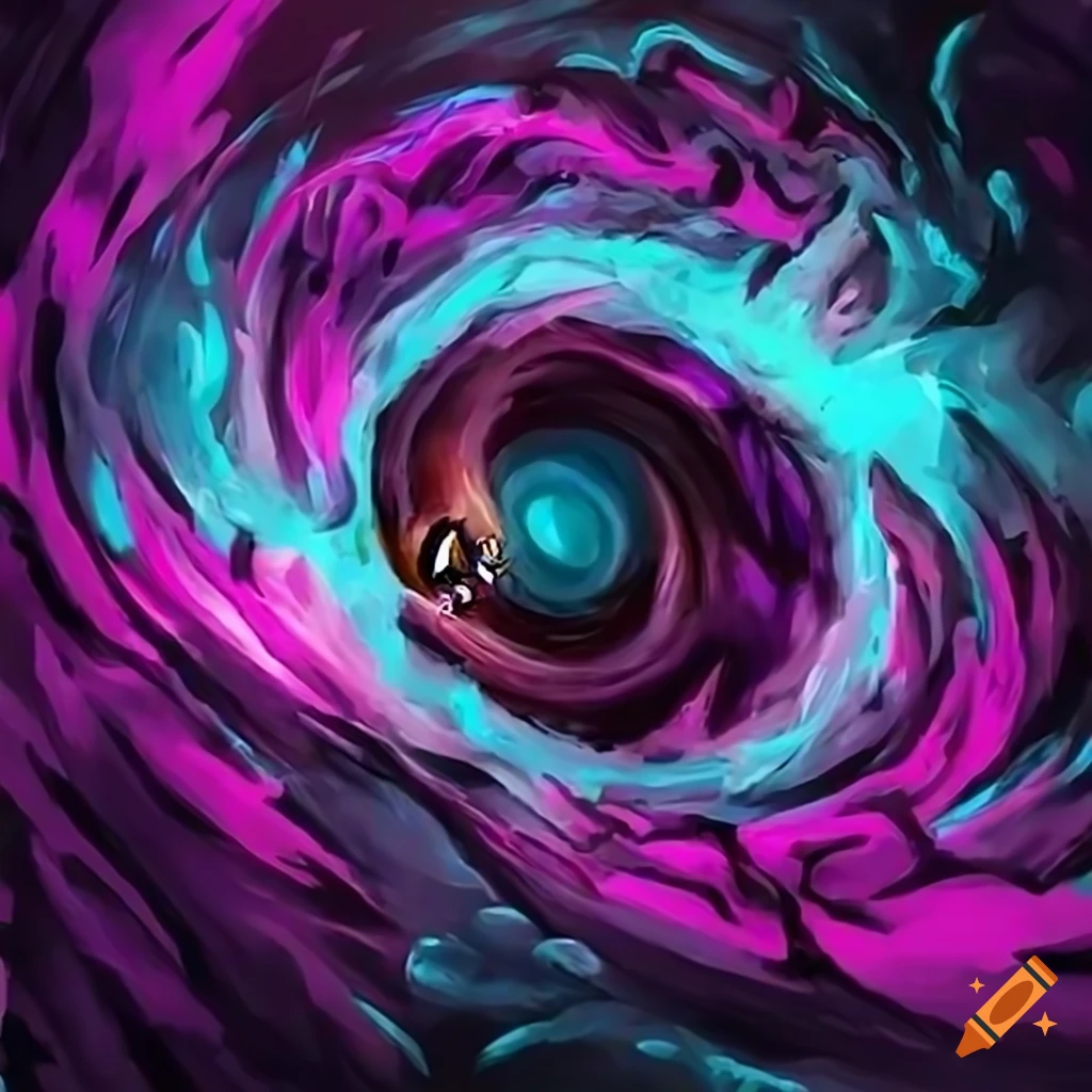 Dynamic artwork of a demonic wormhole vortex