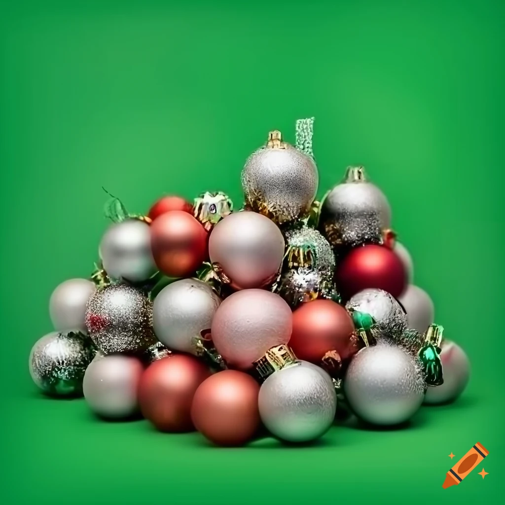 Pile of christmas balls around a white box on Craiyon