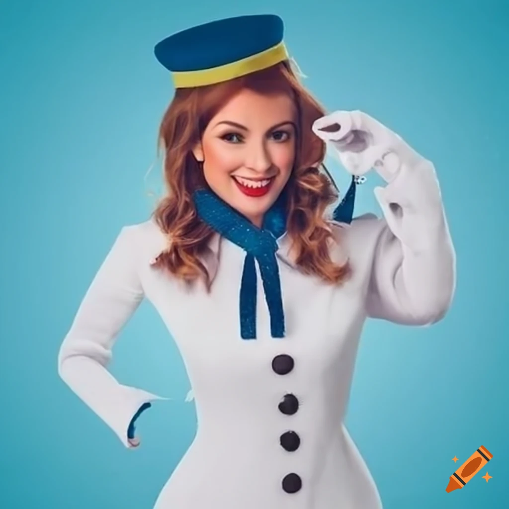 Stewardess in snowman costume on Craiyon