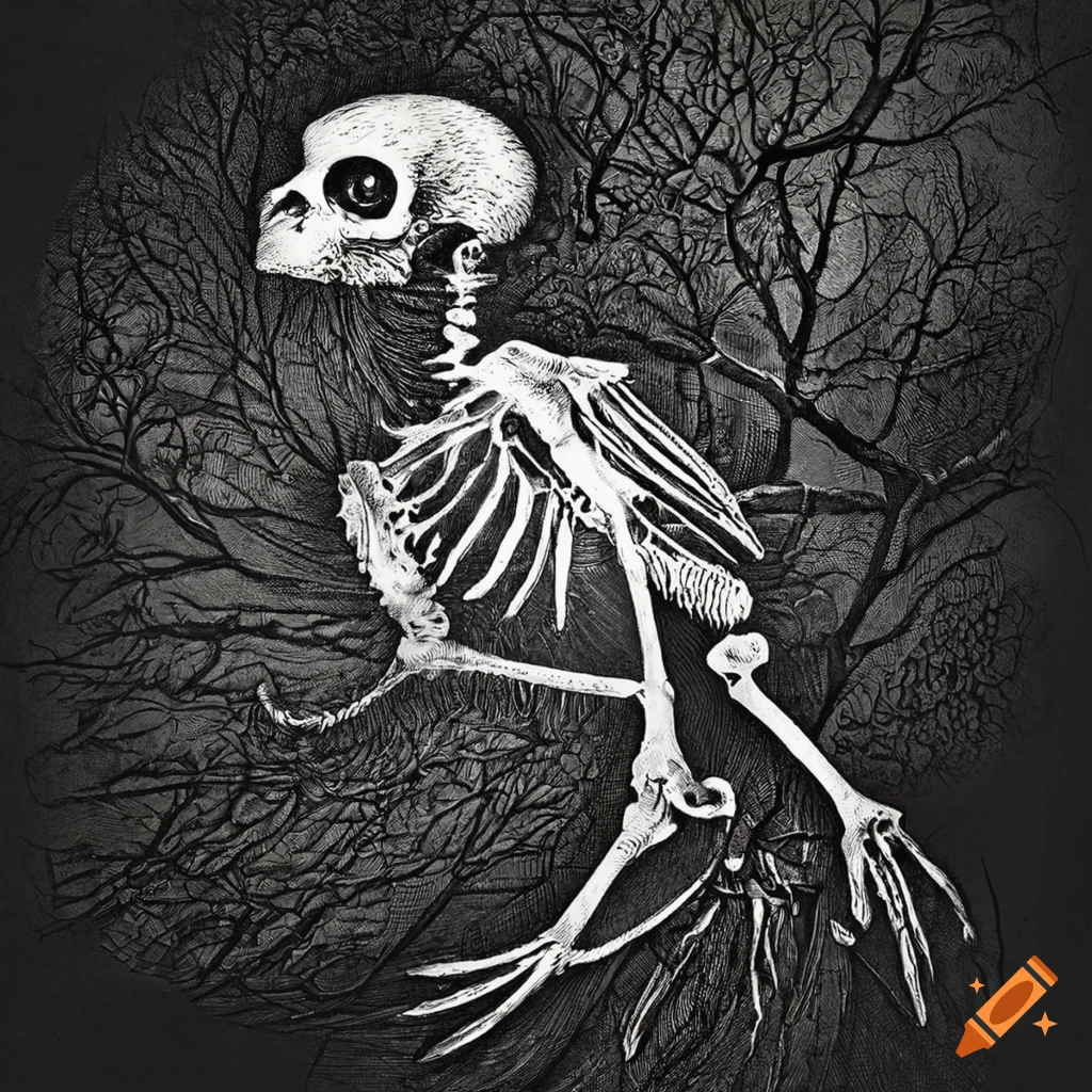 dark humor artwork of a schizophrenic skeleton on Craiyon