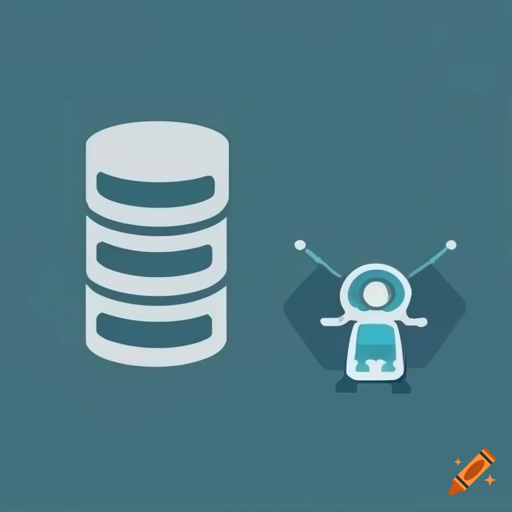 Modern icon of an AI bot analyzing a database on Craiyon