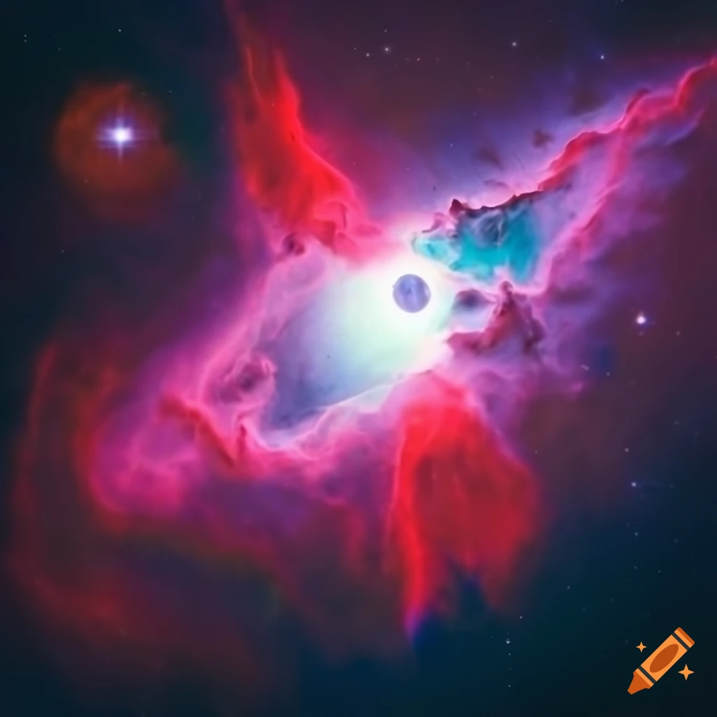 Cosmic artwork with vibrant colors and a star