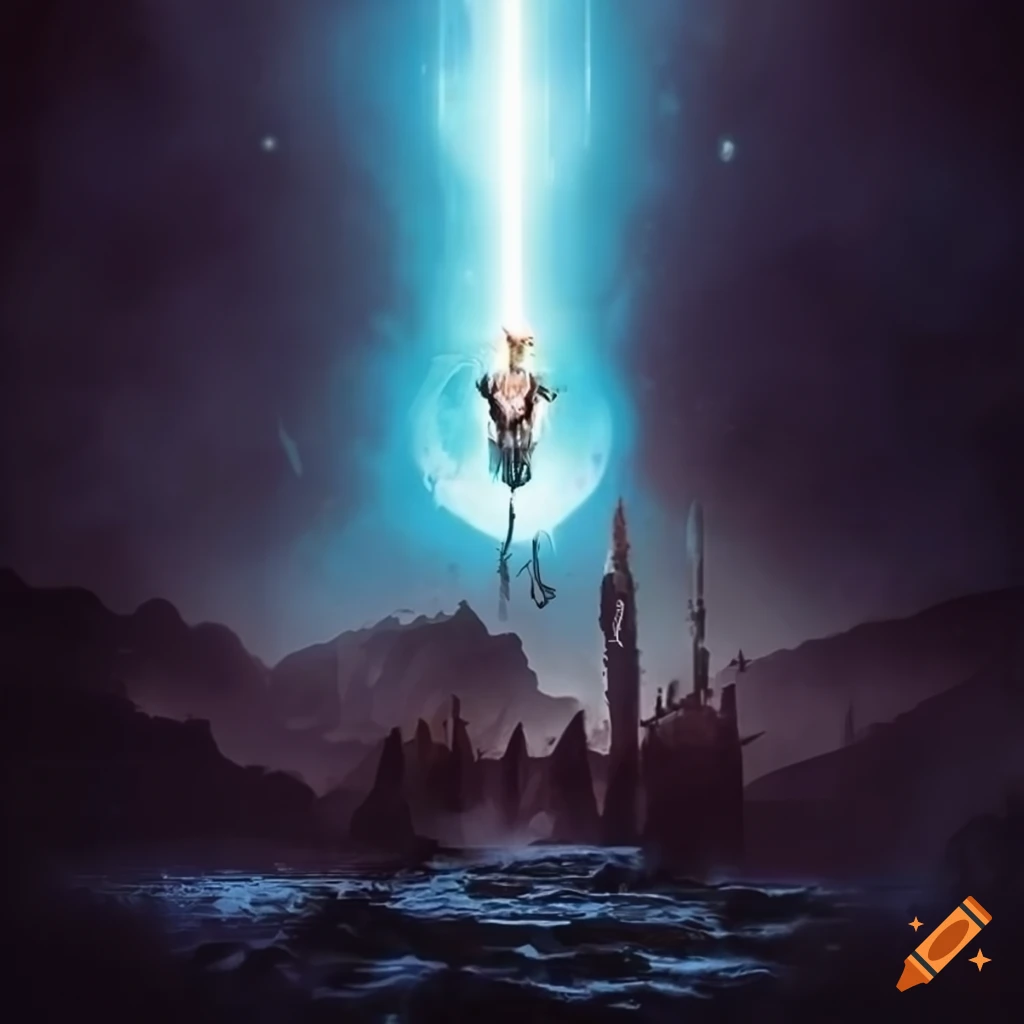 retrofuturism movie poster with dark fantasy elements