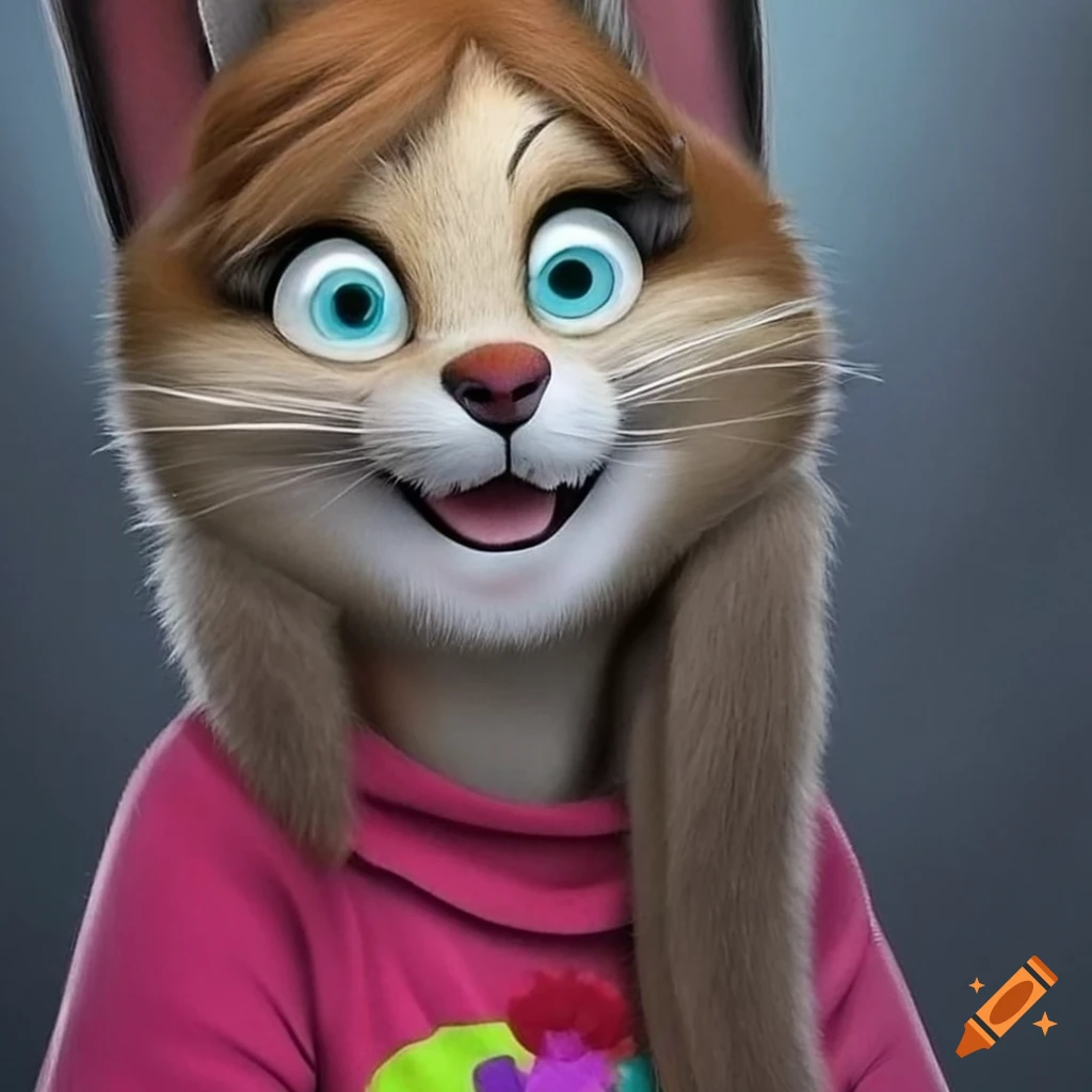 Realistic portrait of mabel pines morphing into lola bunny on Craiyon