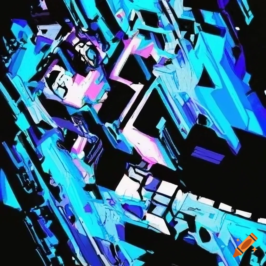 black and blue tech doodle artwork