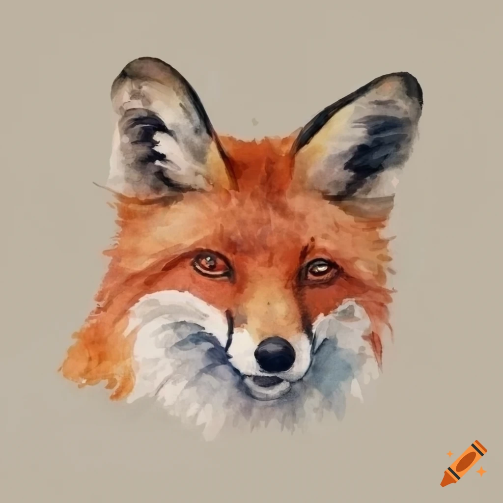 vintage watercolor red fox print
