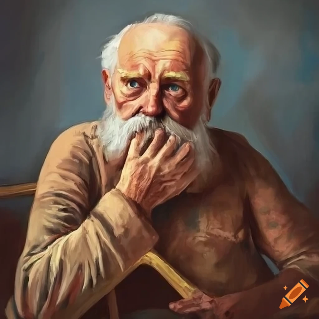 Elderly man painting in a chair on Craiyon