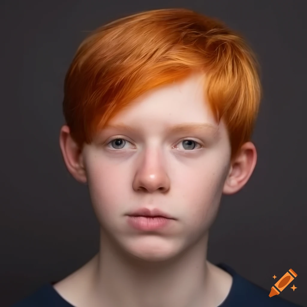 side view of a young boy with red hair