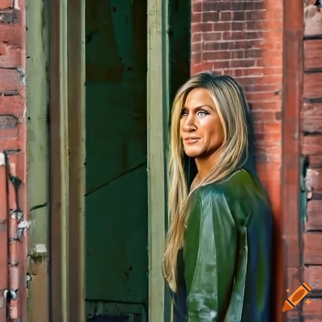 photo of a woman peeking through a door in a derelict building