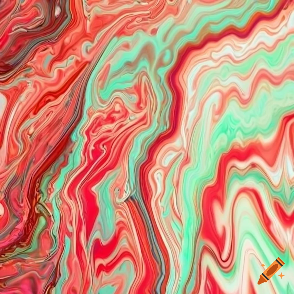 abstract green and red marble pattern on a white background